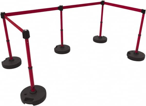 Banner Stakes - 42" High Plastic Pedestrian Barrier - 15' Long Rope - Americas Industrial Supply