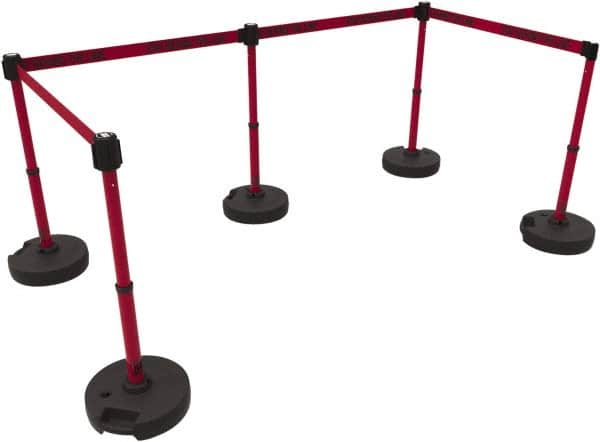 Banner Stakes - 42" High Plastic Pedestrian Barrier - 15' Long Rope - Americas Industrial Supply
