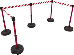 Banner Stakes - 42" High Plastic Pedestrian Barrier - 15' Long Rope - Americas Industrial Supply