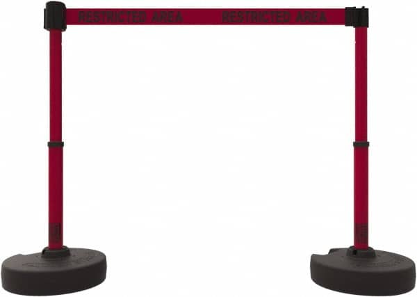 Banner Stakes - 42" High Plastic Pedestrian Barrier - 15' Long Rope - Americas Industrial Supply