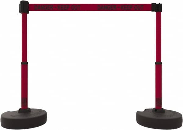 Banner Stakes - 42" High Plastic Pedestrian Barrier - 15' Long Rope - Americas Industrial Supply