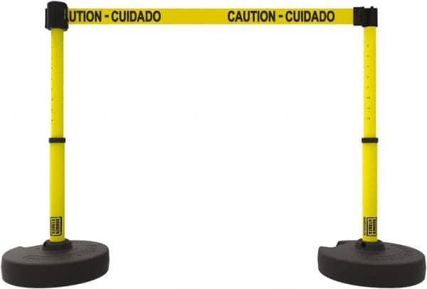 Banner Stakes - 42" High Plastic Pedestrian Barrier - 15' Long Rope - Americas Industrial Supply