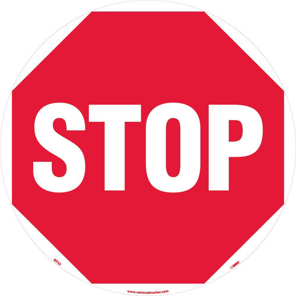 NMC - Adhesive Backed Floor Signs; Message Type: Accident Prevention ; Graphic Type: Stop Sign ; Message or Graphic: Message & Graphic ; Legend: Stop ; Color: Red; White ; Special Color Properties: No Special Properties - Exact Industrial Supply