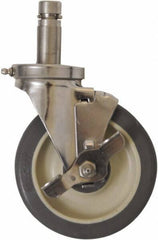 Eagle MHC - 5" Diam x 1-1/4" Wide x 8-1/4" OAH Stem Mount Swivel Caster with Brake - Polyurethane, 300 Lb Capacity, Sealed Precision Ball Bearing, 1" Round Stem - Americas Industrial Supply