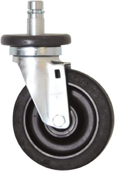 Eagle MHC - 5" Diam x 1-1/4" Wide x 8-1/4" OAH Stem Mount Swivel Caster - Rubber, 300 Lb Capacity, Plain Bearing, 1" Round Stem - Americas Industrial Supply
