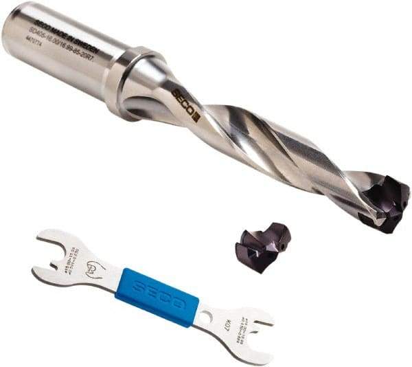 Seco - 13 to 14mm Diam, 5xD, 48mm Max Depth, 0.63" Shank Diam, 139.9mm OAL, Replaceable Tip Drill - SD400 Insert, 13.5 Seat Size, SD405 Toolholder, Series Crownloc Plus - Americas Industrial Supply