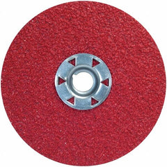 Norton - 4-1/2" Diam 5/8-11 Threaded Hole 80 Grit Fiber Disc - Ceramic Alumina, 11,000 Max RPM - Americas Industrial Supply