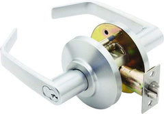 Stanley - Grade 2 Entry Lever Lockset for 1-3/8 to 2" Thick Doors - 2-3/4" Back Set, Best SFIC Cylinder, Brass, Satin Chrome Finish - Americas Industrial Supply