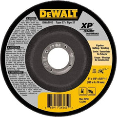 DeWALT - 5" Wheel Diam, 1/8" Wheel Thickness, 5/8" Arbor Hole, Type 27 Depressed Center Wheel - Fine/Coarse Grade, Ceramic, 12,200 Max RPM - Americas Industrial Supply