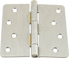 Hager - 4" Wide x 4" High 1/4 Radius Residential Hinge - Round Edge, Steel, Satin Chrome Finish - Americas Industrial Supply
