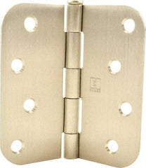 Hager - 4" Wide x 4" High 5/8 Radius Residential Hinge - Round Edge, Steel, Satin Nickel Finish - Americas Industrial Supply