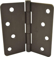 Hager - 4" Wide x 4" High 1/4 Radius Residential Hinge - Round Edge, Steel, Bronze Finish - Americas Industrial Supply