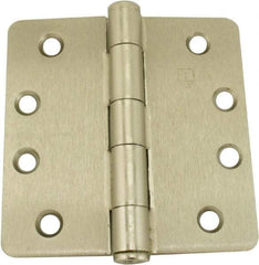 Hager - 4" Wide x 4" High 1/4 Radius Residential Hinge - Round Edge, Steel, Satin Nickel Finish - Americas Industrial Supply