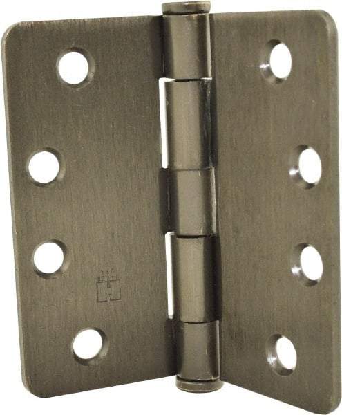 Hager - 4" Wide x 4" High 1/4 Radius Residential Hinge - Round Edge, Steel, Oil Rubbed Bronze Finish - Americas Industrial Supply