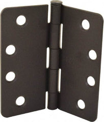 Hager - 4" Wide x 4" High 1/4 Radius Residential Hinge - Round Edge, Steel, Flat Black Finish - Americas Industrial Supply