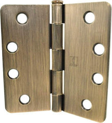 Hager - 4" Wide x 4" High 1/4 Radius Residential Hinge - Round Edge, Steel, Antique Bronze Finish - Americas Industrial Supply