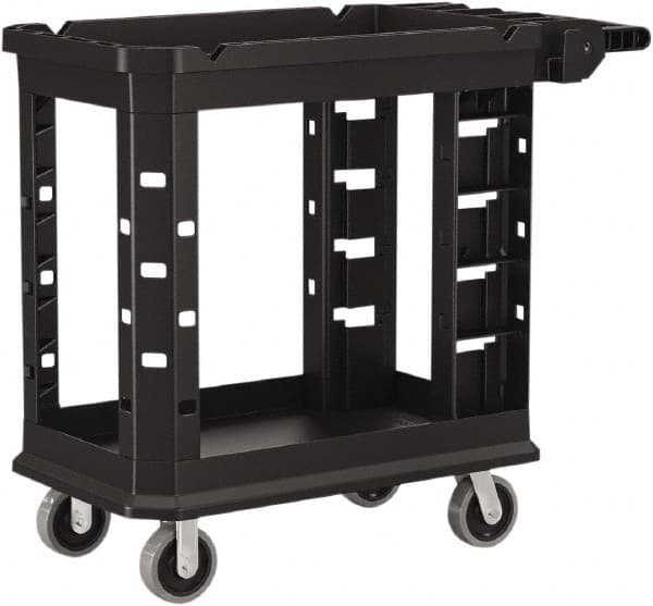 Suncast - 500 Lb Capacity, 19-1/2" Wide x 34-13/16" Long x 41-25/32" High Standard Utility Cart - 2 Shelf, Structural Foam, 2 Swivel, 2 Fixed/Locking Casters - Americas Industrial Supply