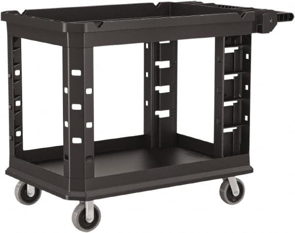 Suncast - 500 Lb Capacity, 26-1/2" Wide x 47-25/32" Long x 34-13/16" High Standard Utility Cart - 2 Shelf, Structural Foam, 2 Swivel, 2 Fixed/Locking Casters - Americas Industrial Supply