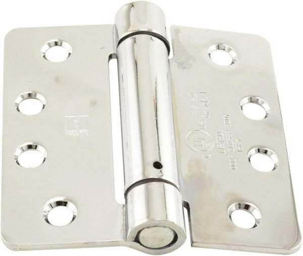 Hager - 4" Wide x 4" High Standard Weight Ball Bearing Residential Hinge - Round Edge, Steel, Bright Chrome Finish - Americas Industrial Supply