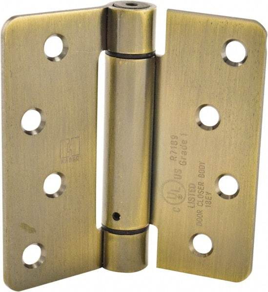 Hager - 4" Wide x 4" High Special Residential Residential Hinge - Round Edge, Steel, Antique Brass Finish - Americas Industrial Supply