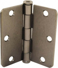 Hager - 3-1/2" Wide x 3-1/2" High Standard Weight Plain Bearing Residential Hinge - Round Edge, Steel, Black Nickel Finish - Americas Industrial Supply