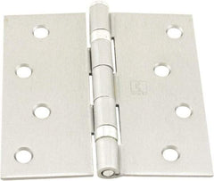 Hager - 4" Wide x 4" High Standard Weight Ball Bearing Residential Hinge - Square Edge, Steel, Satin Chrome Finish - Americas Industrial Supply