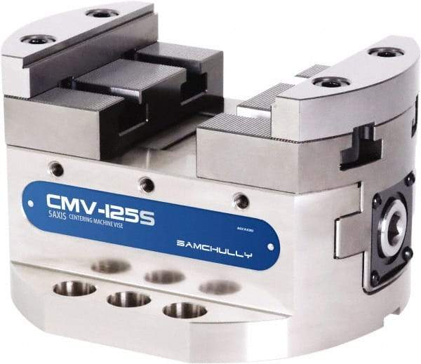 Samchully - 125mm Jaw Width, 125mm Max Jaw Opening, 125mm Throat Depth, Manual Precision Self Centering Vise - Steel, 7.87" OAL x 7.87" OAW x 3.1496" OAH - Americas Industrial Supply