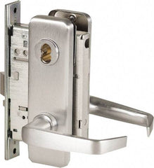 Stanley - Office Lever Lockset for 1-3/8 to 1-3/4" Thick Doors - 2-3/8 to 2-3/4" Back Set, Brass, Satin Chrome Finish - Americas Industrial Supply