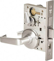 Stanley - Office Lever Lockset for 1-3/8 to 1-3/4" Thick Doors - 2-3/8 to 2-3/4" Back Set, Brass, Satin Chrome Finish - Americas Industrial Supply