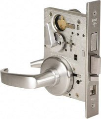 Stanley - Office Lever Lockset for 1-3/8 to 1-3/4" Thick Doors - 2-3/8 to 2-3/4" Back Set, Brass, Satin Chrome Finish - Americas Industrial Supply