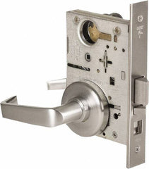 Stanley - Office Lever Lockset for 1-3/8 to 1-3/4" Thick Doors - 2-3/8 to 2-3/4" Back Set, Brass, Satin Chrome Finish - Americas Industrial Supply