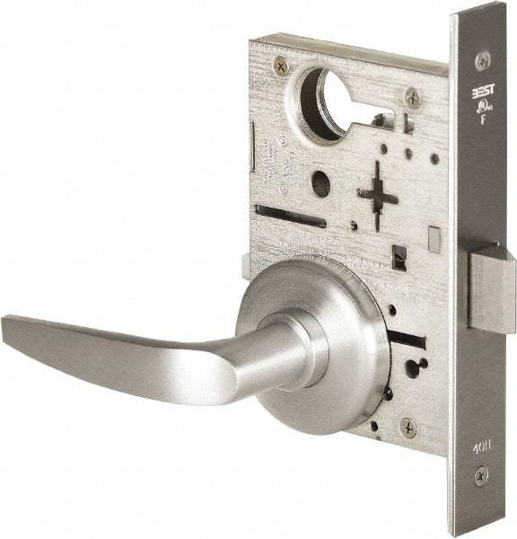Stanley - Passage Lever Lockset for 1-3/8 to 1-3/4" Thick Doors - 2-3/8 to 2-3/4" Back Set, Brass, Satin Chrome Finish - Americas Industrial Supply