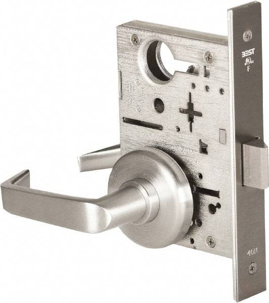 Stanley - Passage Lever Lockset for 1-3/8 to 1-3/4" Thick Doors - 2-3/8 to 2-3/4" Back Set, Brass, Satin Chrome Finish - Americas Industrial Supply