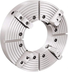 Samchully - 4 Jaw, 350mm Diam, Independent Manual Lathe Chuck - Plain Back Mount, Adjustable, 75mm Through Hole Diam, Cast Iron (Semi-Steel) - Americas Industrial Supply