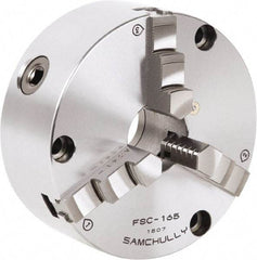 Samchully - 3 Jaw, 192mm Diam, Self Centering Manual Lathe Chuck - Front Mount, Adjustable, 57mm Through Hole Diam, Forged Steel - Americas Industrial Supply