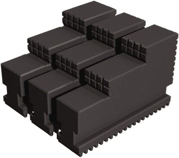 Samchully - 8" Max Chuck Diam Compatibility, Steel Serrated Hard Lathe Top Jaws - 2 Steps, 22mm Wide x 86mm Long x 65mm High - Americas Industrial Supply