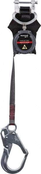 Miller - 12' Long, 420 Lb Capacity, Spectra Webbing Fall Limiter - Aluminum Locking Rebar Hook Connector, Aluminum Carabiner Connector with Integral Shock Pack, Black - Americas Industrial Supply