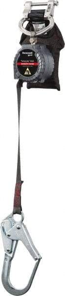 Miller - 9' Long, 420 Lb Capacity, Spectra Webbing Fall Limiter - Steel Locking Rebar Hook Connector, Aluminum Carabiner Connector with Integral Shock Pack, Black - Americas Industrial Supply
