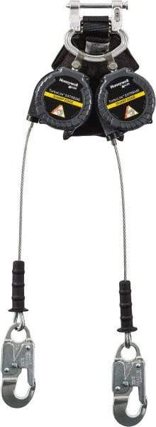 Miller - 9' Long, 420 Lb Capacity, Galvanized Steel Cable Fall Limiter - Aluminum Locking Snap Hook Connector, Aluminum Carabiner Connector with Integral Shock Pack - Americas Industrial Supply