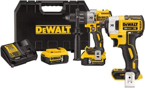 DeWALT - 20 Volt 1/2" Keyless Chuck Cordless Hammer Drill - 0 to 38,250 BPM, 0 to 2,000 RPM, Reversible - Americas Industrial Supply