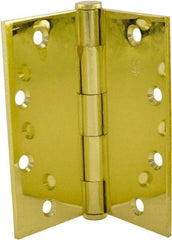 Hager - 5" Long x 5" Wide x 0.062" Thick, Steel Full Mortise Hinge - Bright Brass Finish, 5 Knuckles - Americas Industrial Supply