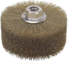 WALTER Surface Technologies - 4-1/2" OD, 5/8-11 Arbor Hole, Crimped Stainless Steel Wheel Brush - 2" Face Width, 1" Trim Length, 0.01" Filament Diam, 4,000 RPM - Americas Industrial Supply