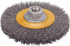 WALTER Surface Technologies - 6" OD, 5/8-11 Arbor Hole, Crimped Steel Wheel Brush - 5/8" Face Width, 1" Trim Length, 0.0118" Filament Diam, 9,000 RPM - Americas Industrial Supply