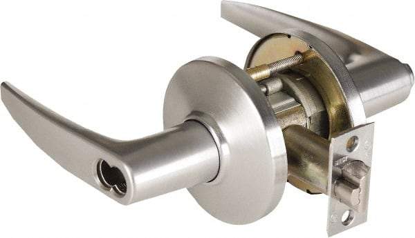 Stanley - Grade 1 Storeroom Lever Lockset - 2-3/4" Back Set, Zinc, Satin Chrome Finish - Americas Industrial Supply