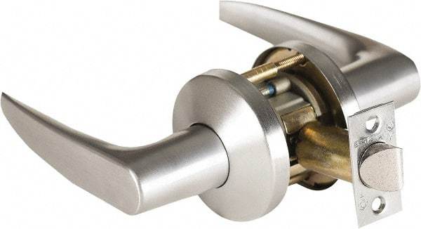 Stanley - Grade 1 Passage Lever Lockset - 2-3/4" Back Set, Zinc, Satin Chrome Finish - Americas Industrial Supply