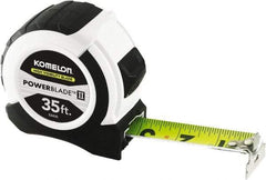 Komelon - 35' x 1-1/16" Yellow Steel Blade Tape Measure - 1/4, 1/8 & 1/16" Graduation, ABS Plastic Case - Americas Industrial Supply