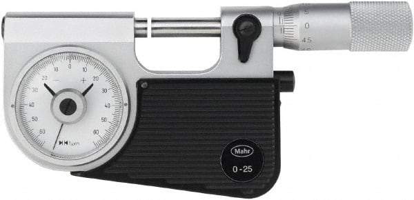 Mahr - 0 to 25mm Range, 0.001mm Graduation, Mechanical Indicating Micrometer - Accurate to 0.001mm, Carbide Measuring Face - Americas Industrial Supply
