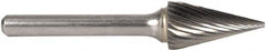 M.A. Ford - 3/16" Cut Diam, 1/8" Shank Diam, Cone Head Double Cut Burr - Carbide, Flat End, 1/2" LOC, 1-1/2" OAL - Americas Industrial Supply