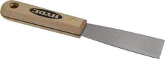 Hyde Tools - 1-1/4" Wide Steel Putty Knife - Stiff, Hardwood Handle, 7-3/4" OAL - Americas Industrial Supply