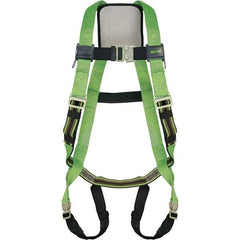 Miller - 400 Lb Capacity, Size Universal, Full Body Construction Safety Harness - Polyester Webbing, Quick Connect Leg Strap, Quick Connect Chest Strap, Green/Black - Americas Industrial Supply